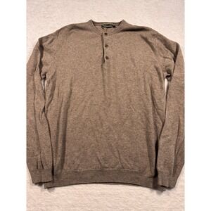 WOOLOVERS Men's Tan Long Sleeve Henley Sweater Size L
